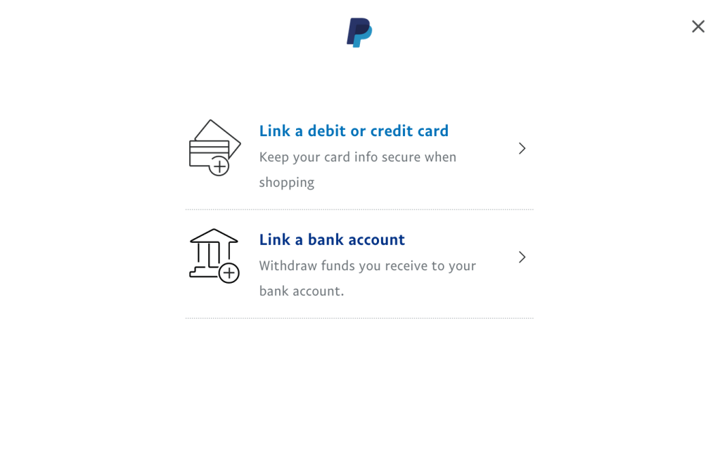 add card or bank