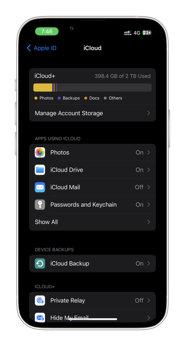 open iphone icloud